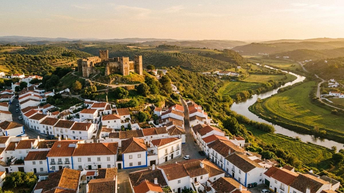 The Moorish castle of Aljezur on its hilltop above the whitewashed village