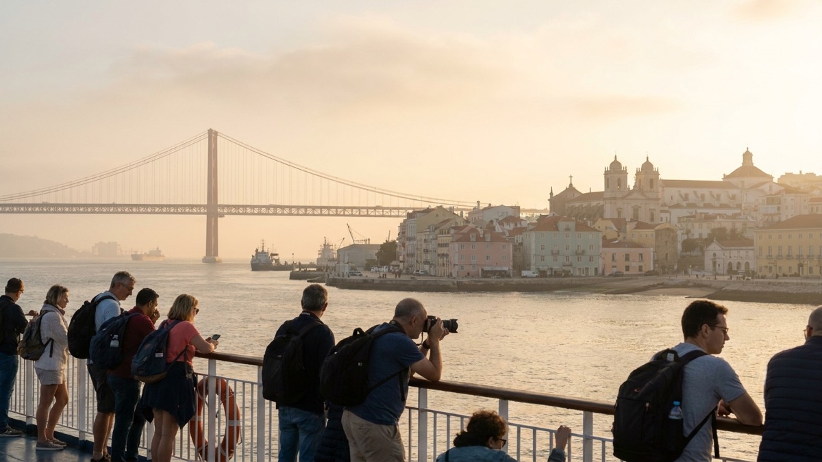 The 25 de Abril bridge over the Tagus in Lisbon, the starting point of the journey south